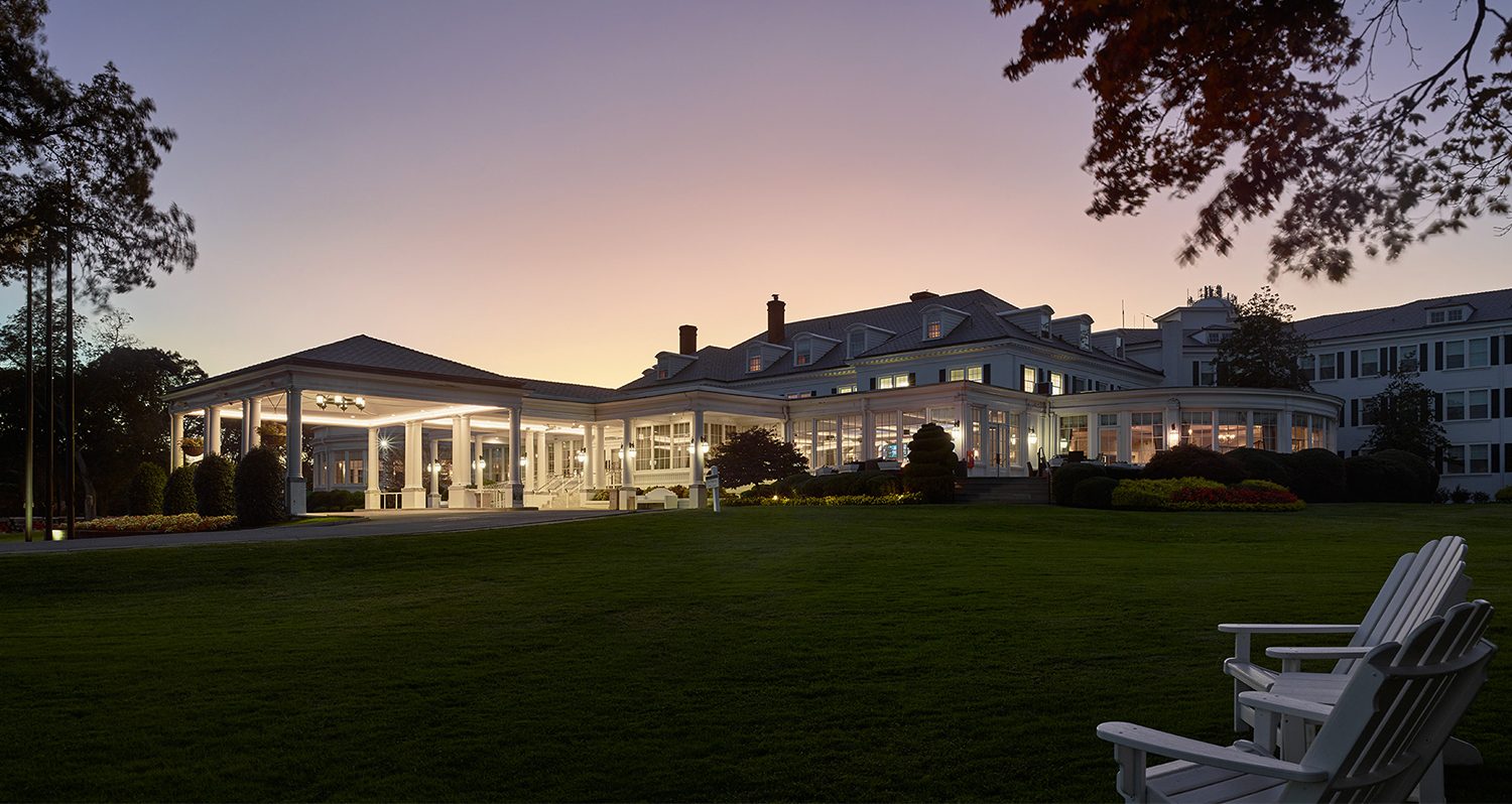 an exterior shot of Seaview, A Dolce Hotel during dusk
